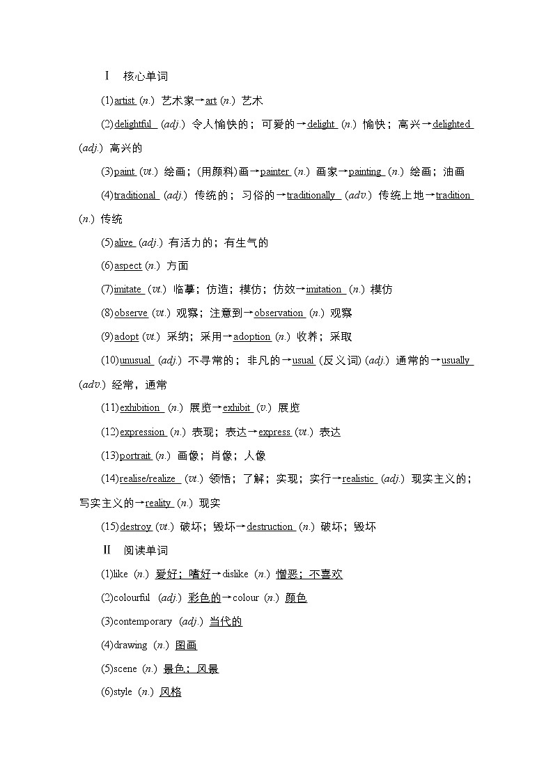2021高三统考外研英语一轮（经典版）学案：Book2　Module4　FineArts—WesternChineseandPopArts02