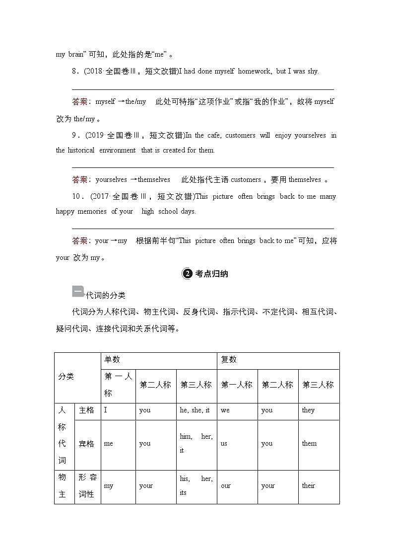 2021高三统考外研英语一轮（经典版）学案：专题7　代词02