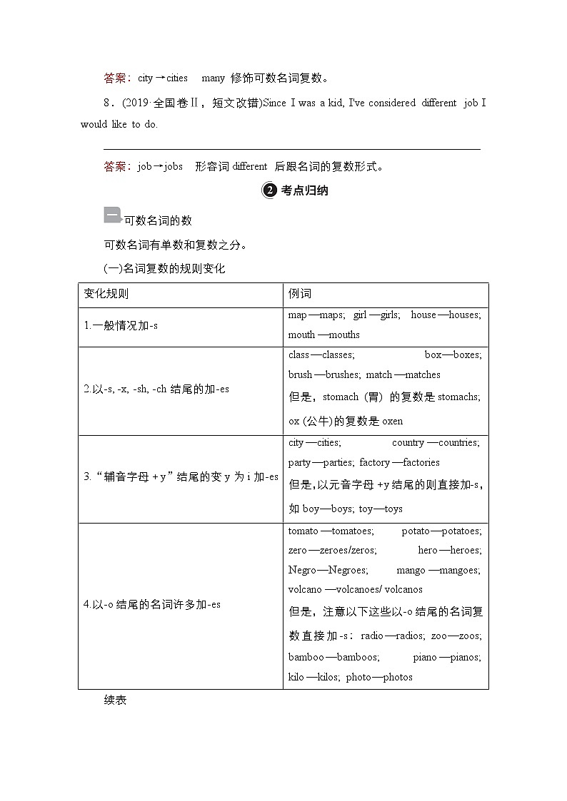 2021高三统考外研英语一轮（经典版）学案：专题6　名词和冠词02