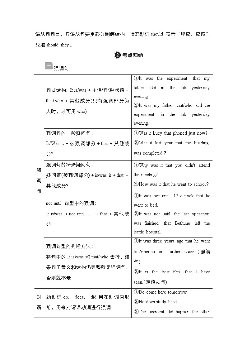 2021高三统考外研英语一轮（经典版）学案：专题12　特殊句式02