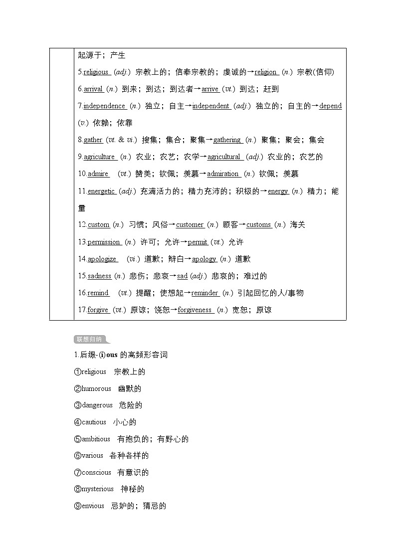 2021高三统考人教英语一轮（经典版）学案：第一部分Book3Unit1Festivalsaroundtheworld02