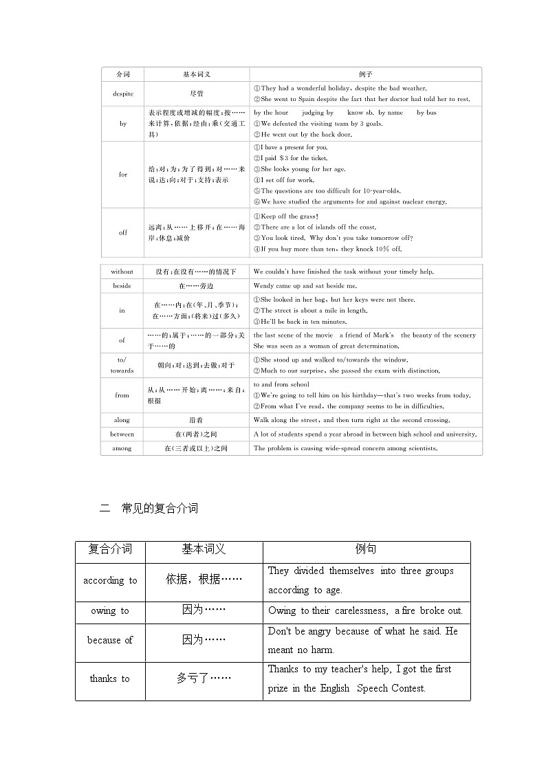 2021高三统考北师大版英语一轮（经典版）学案：第二编专题八介词和介词短语03