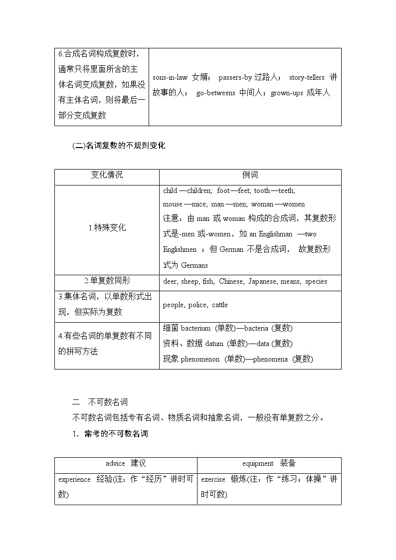 2021高三统考北师大版英语一轮（经典版）学案：第二编专题六名词03