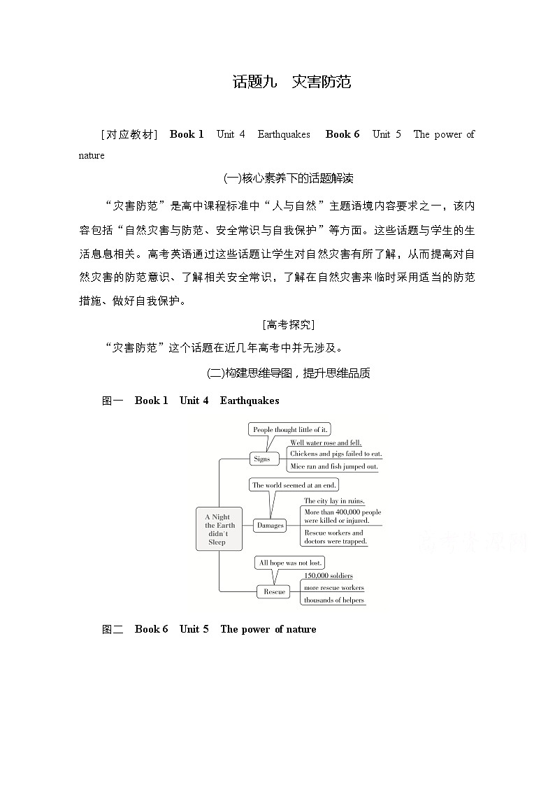 2021高三全国统考英语（话题版）一轮学案：第1编话题九Book1　Unit4Earthquakes01