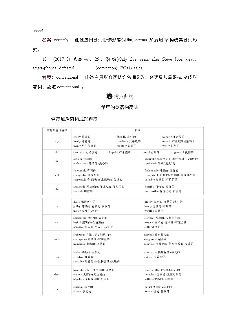 2021高三全国统考英语（话题版）一轮学案：第2编专题十三构词法02