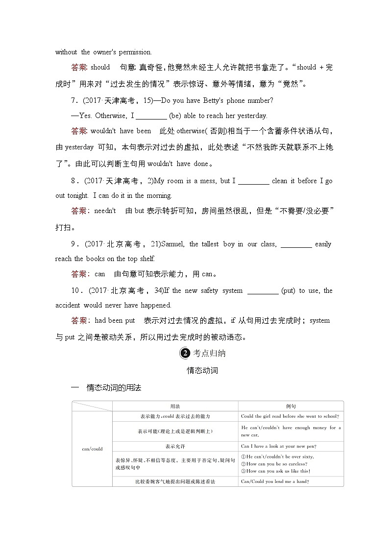 2021高三全国统考英语（话题版）一轮学案：第2编专题十一情态动词和虚拟语气02