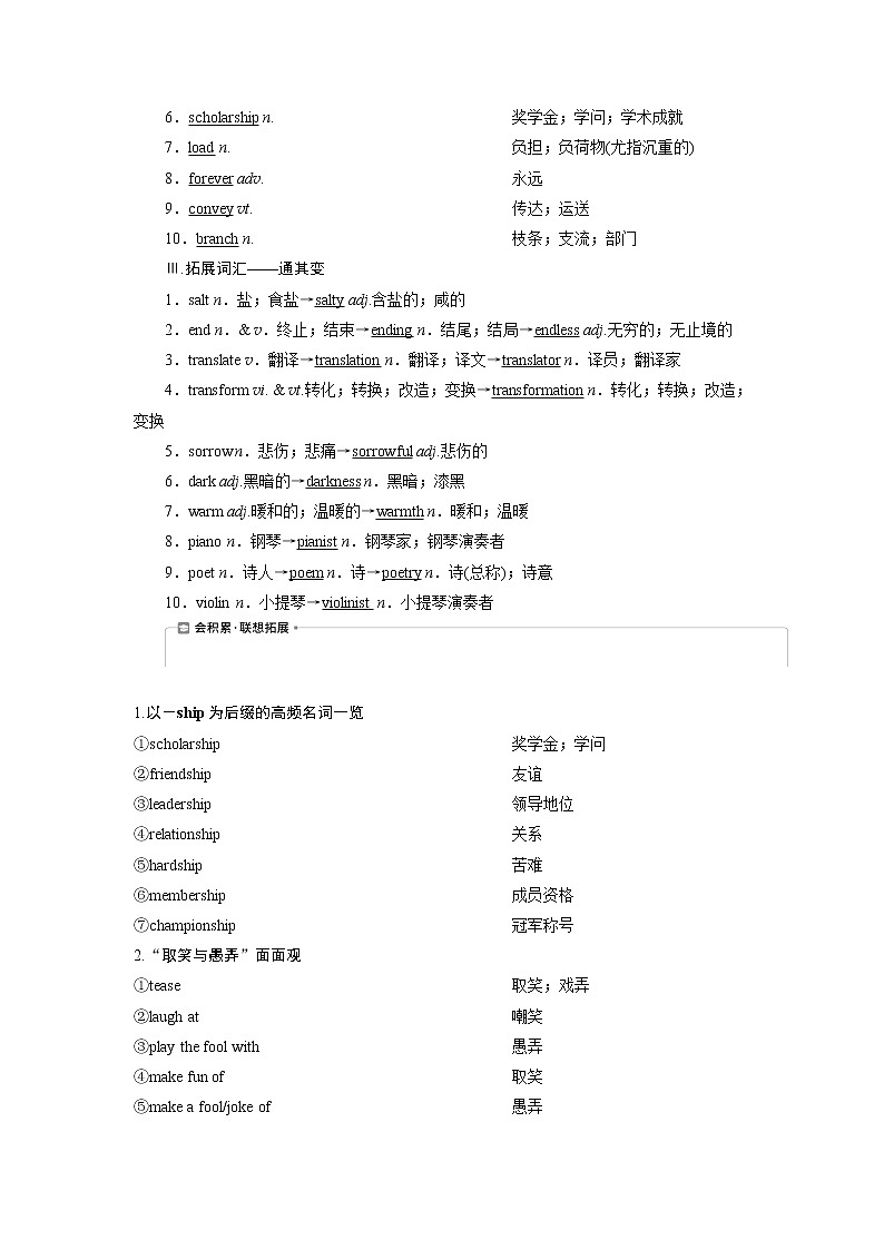 2021版浙江高考英语（人教版）一轮复习基础考点聚焦选修6学案2Unit2　Poems02