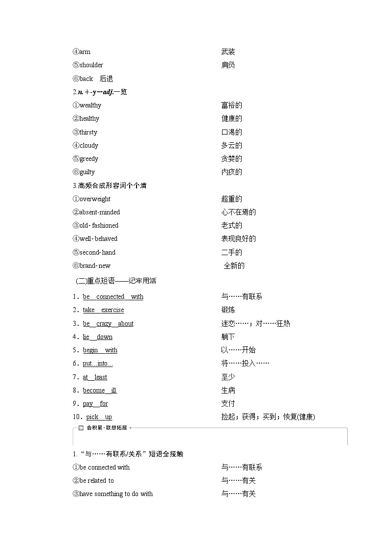 2021版新高考地区高考英语（外研通用版）一轮复习学案：必修21Module1　OurBodyandHealthyHabits02