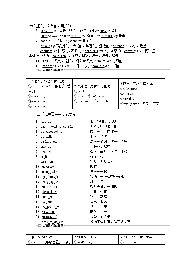 2021版高考英语（译林版）一轮复习基础考点聚焦学案：必修1Unit2　Growingpains02