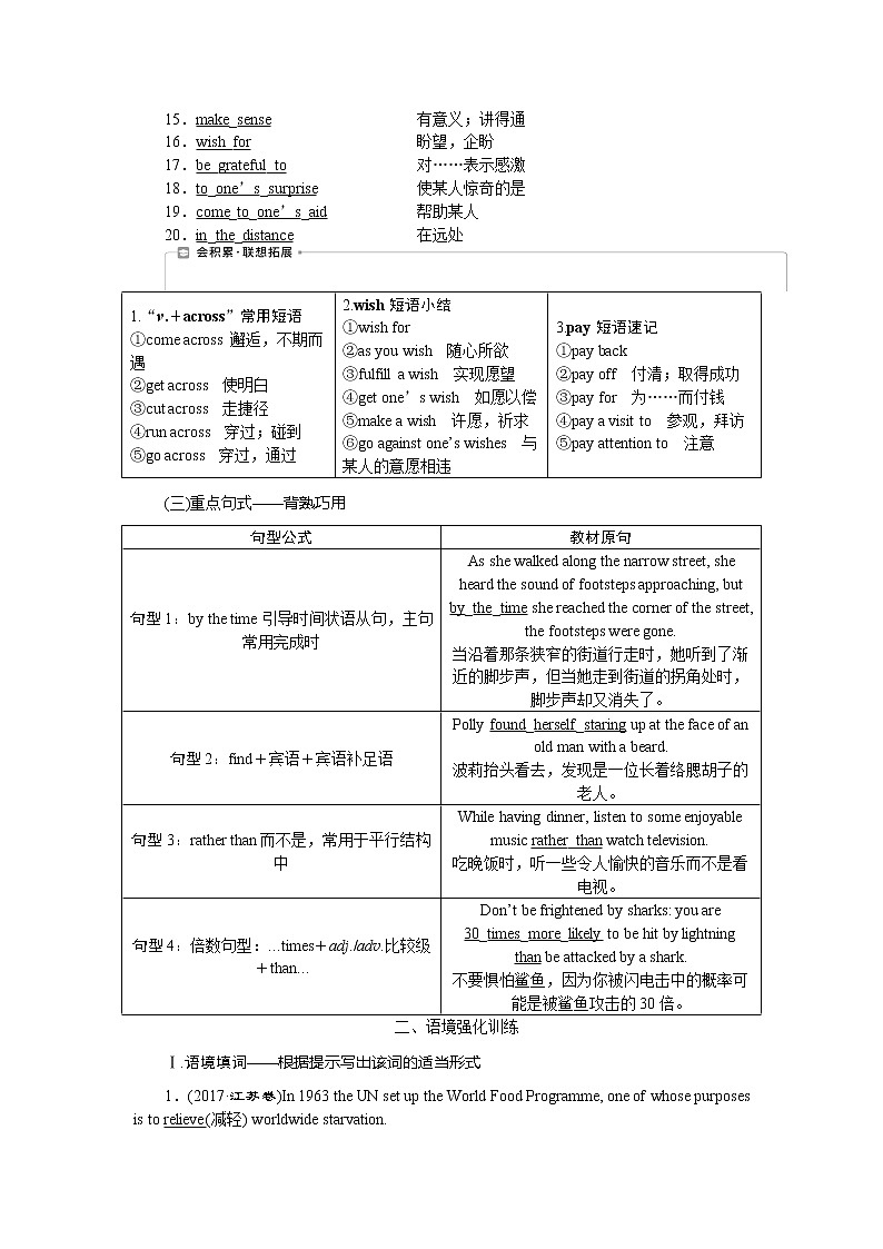 2021版高考英语（译林版）一轮复习基础考点聚焦学案：必修3Unit1　Theworldofoursenses03