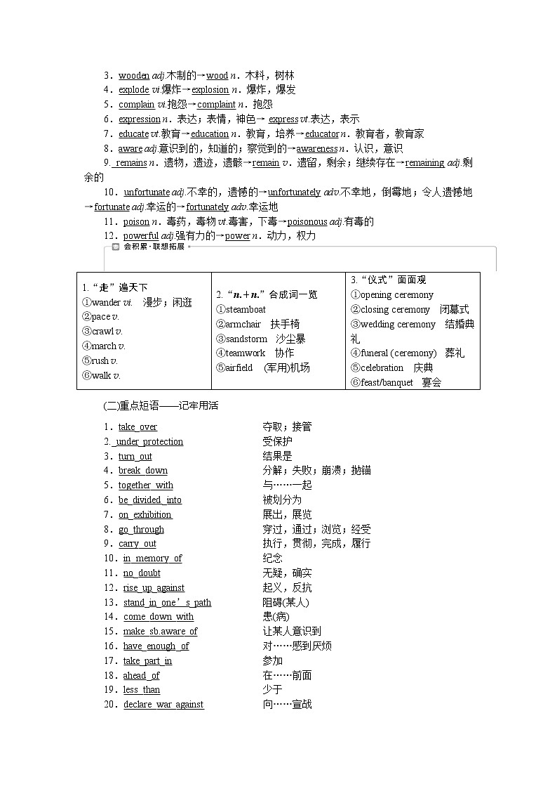 2021版高考英语（译林版）一轮复习基础考点聚焦学案：必修3Unit3　Backtothepast02