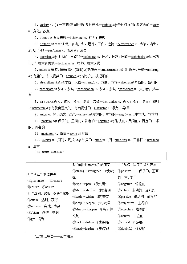 2021版高考英语（译林版）一轮复习基础考点聚焦学案：选修6Unit1　Laughterisgoodforyou02