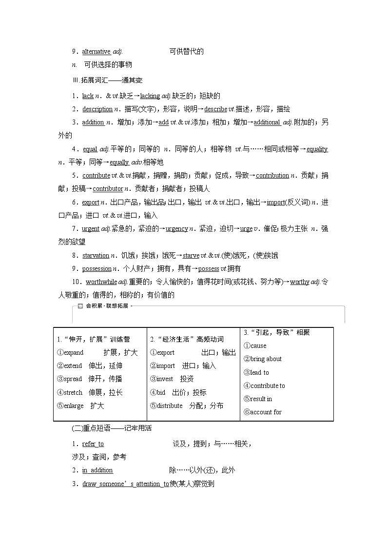 2021版高考英语（译林版）一轮复习基础考点聚焦学案：选修6Unit4　Helpingpeoplearoundtheworld02