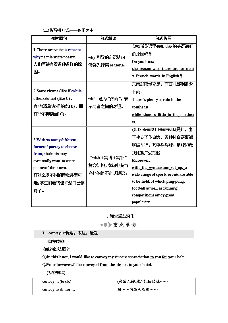 2020高考英语新创新大一轮复习人教全国版讲义：选修6Unit2Poems03