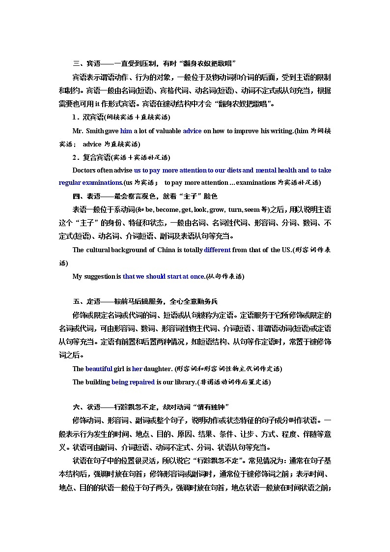 2020高考英语新创新大一轮复习人教全国版讲义：语法突破专题化第三部分第一讲学会划分句子成分为理清句式奠基02