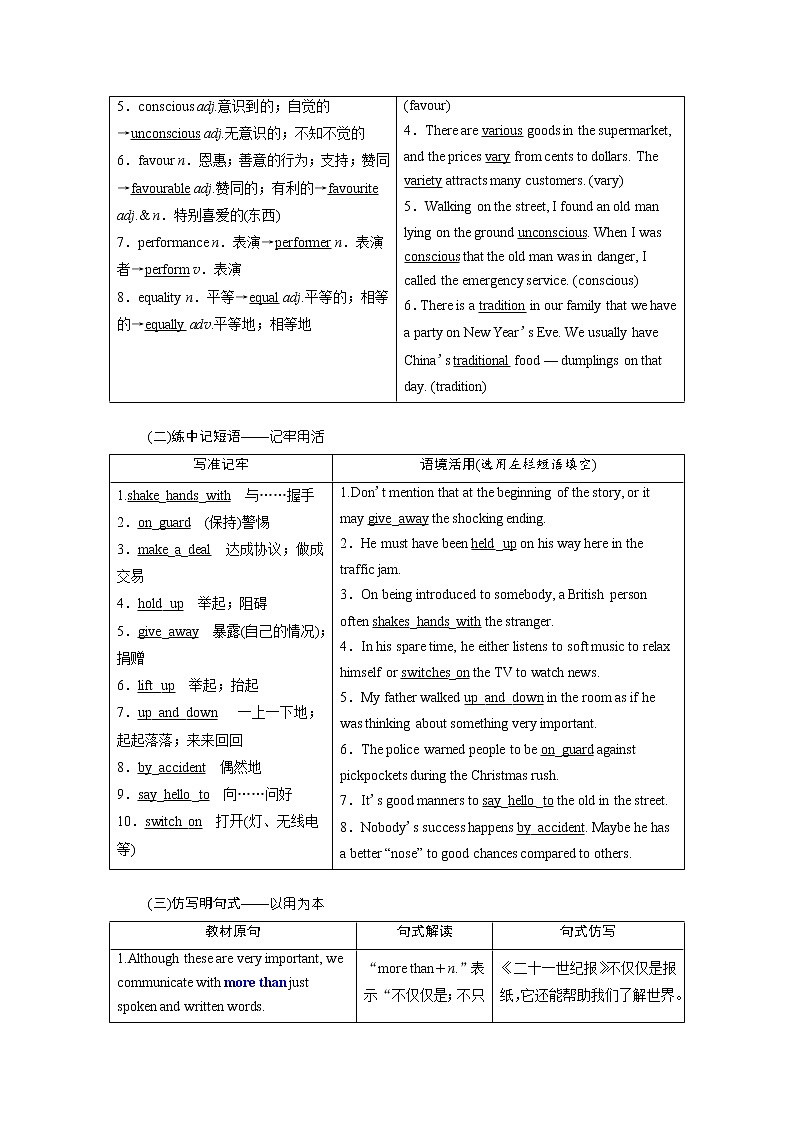 2020高考英语新增分方案大一轮复习外研新课改省份专用讲义：必修四Module3BodyLanguageandNonverbalCommunicatio02