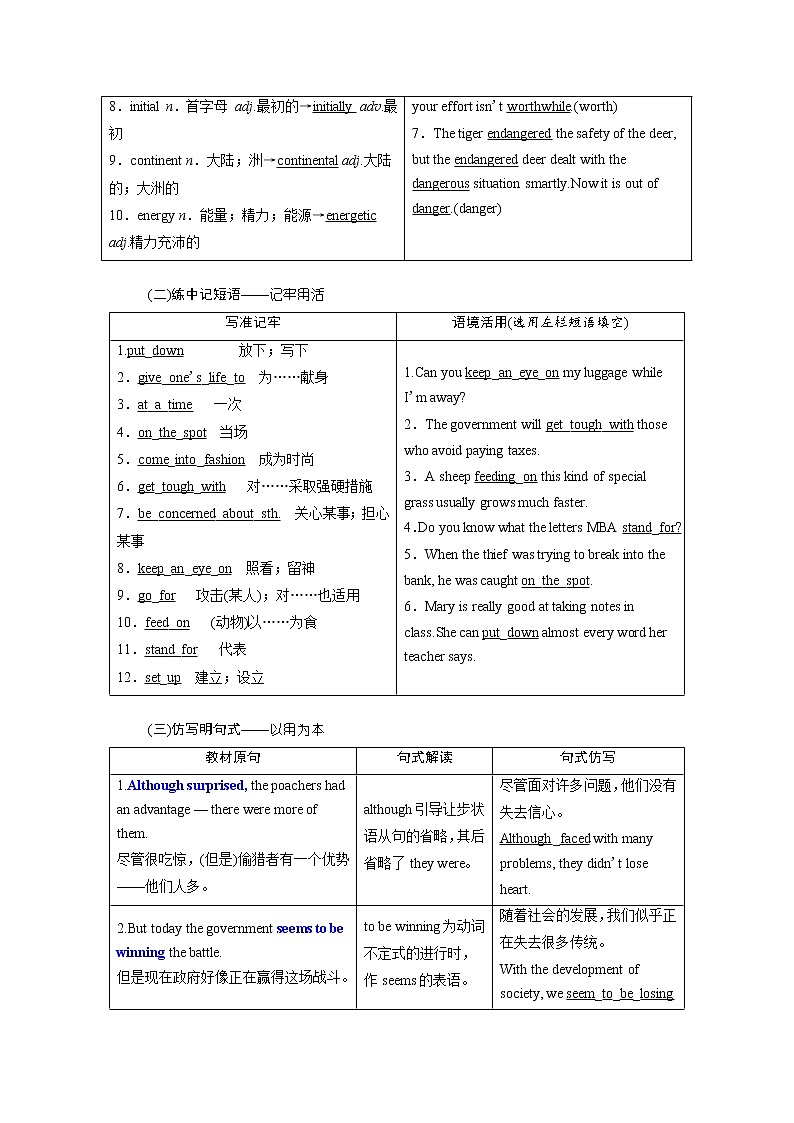 2020高考英语新增分方案大一轮复习外研新课改省份专用讲义：必修五Module6AnimalsinDanger02