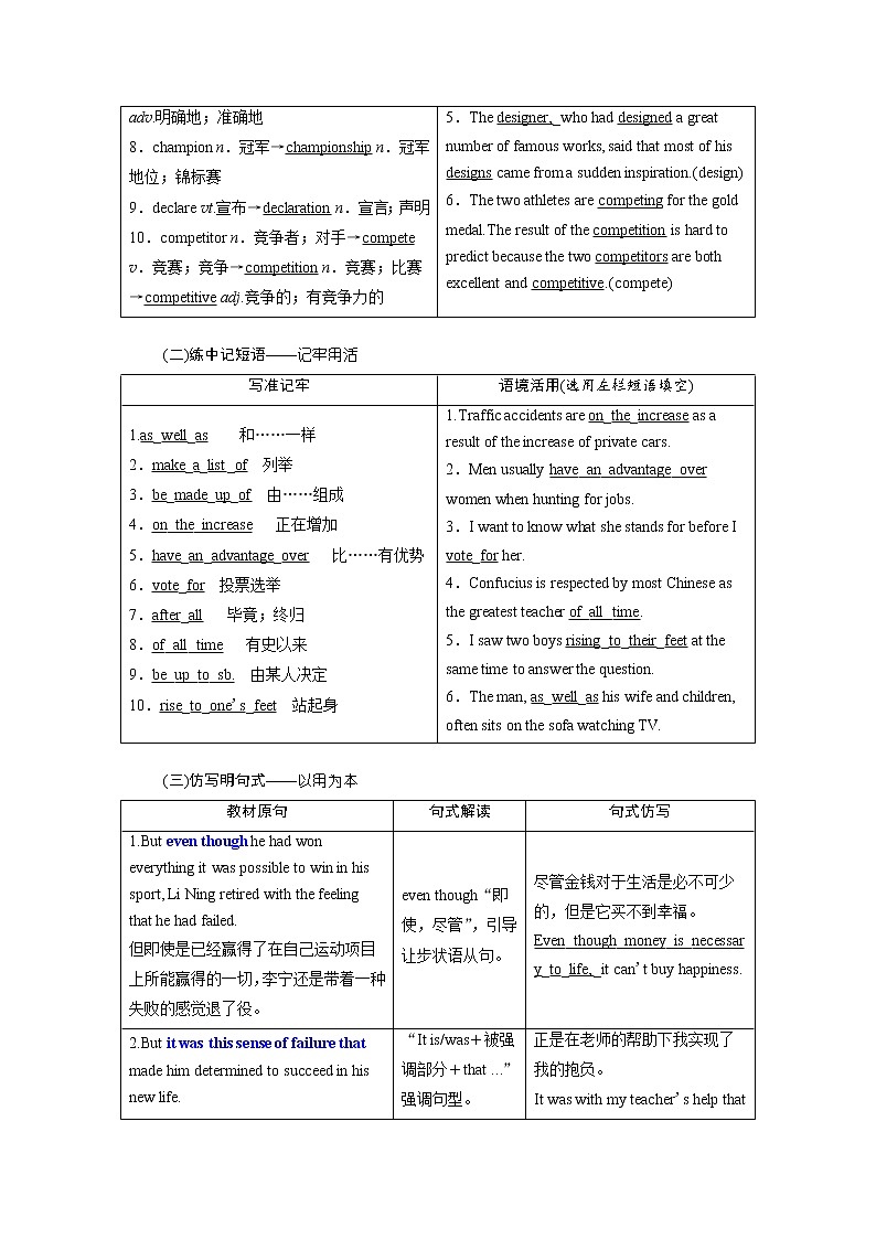 2020高考英语新增分方案大一轮复习外研新课改省份专用讲义：必修五Module5TheGreatSportsPersonality第2页