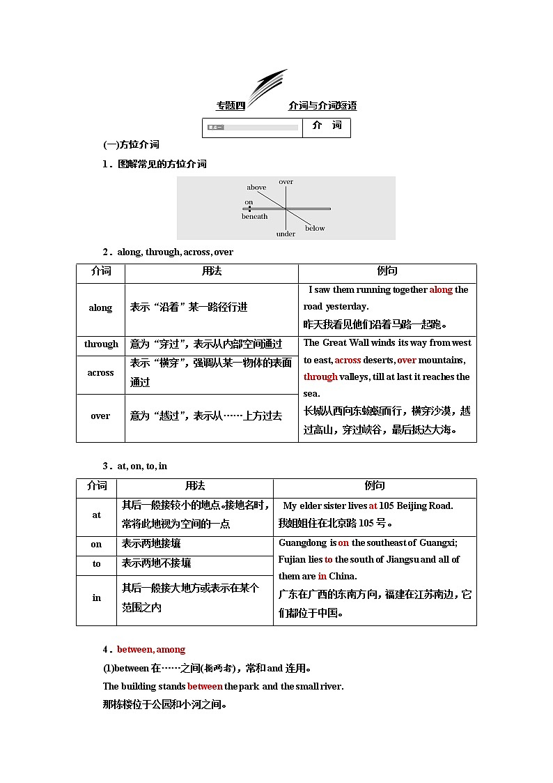 2020高考英语新增分方案大一轮复习外研新课改省份专用讲义：语法专题四介词与介词短语01