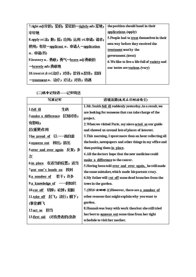 2020高考英语新增分方案大一轮人教新课改省份专用讲义：必修5Unit5Firstaid02
