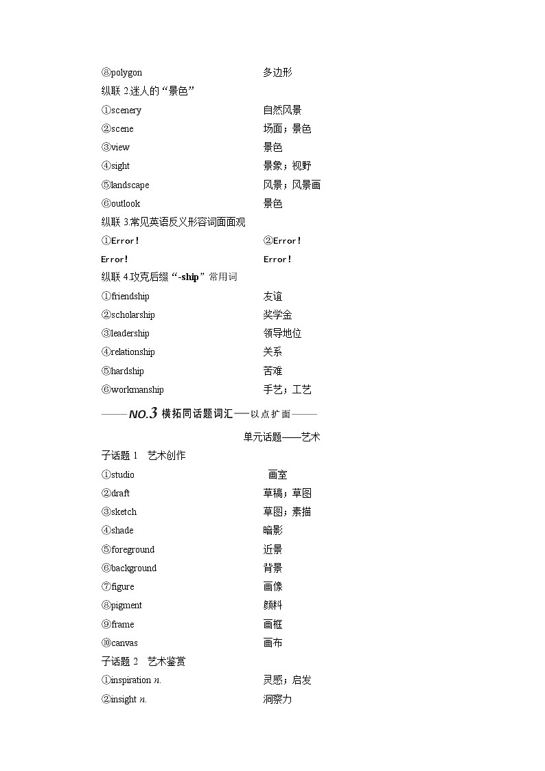 2020版一轮复习英语译林全国版学案：选修8Unit3Theworldofcoloursandlight第3页