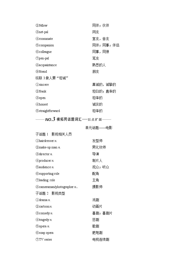 2020版一轮复习英语译林全国版学案：选修8Unit4Filmsandfilmevents第3页