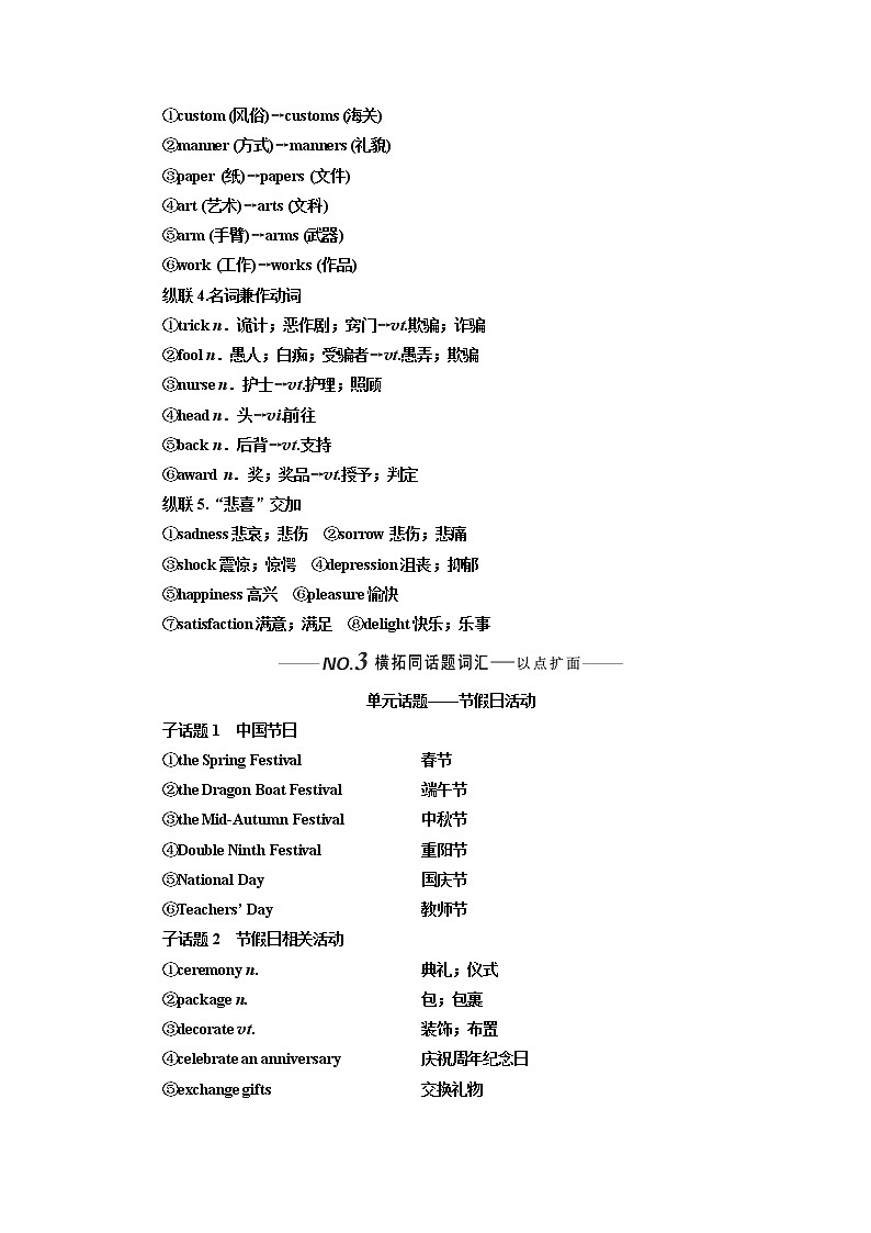 2020版一轮复习英语新课改人教版学案：必修3Unit1Festivalsaroundtheworld03