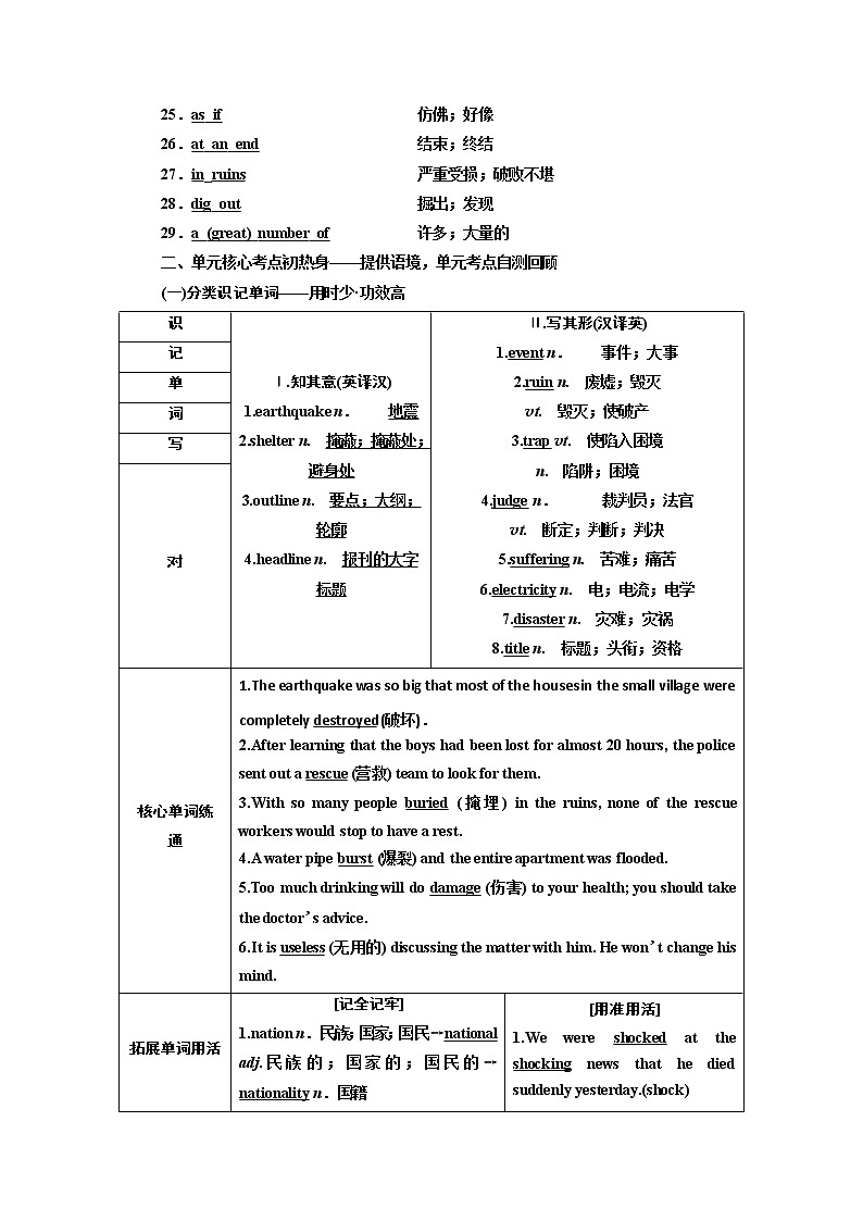 2020版一轮复习英语人教·浙江专版学案：必修1Unit4Earthquakes03