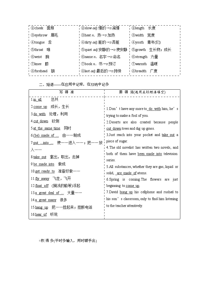 2020版高考英语新设计一轮复习重大版讲义：必修4Unit3Plants02