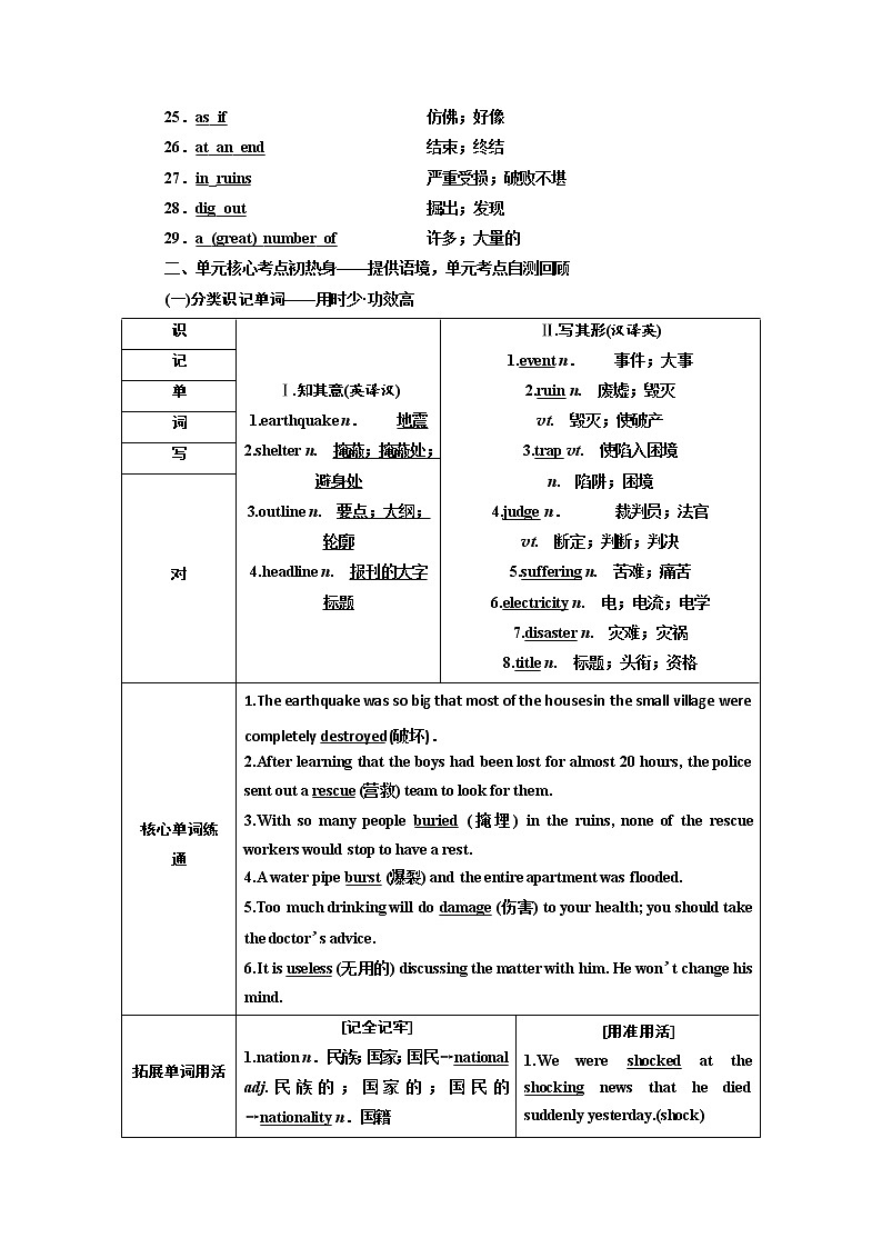 2020版高考英语新设计一轮复习人教浙江专版讲义：必修1Unit4Earthquakes03