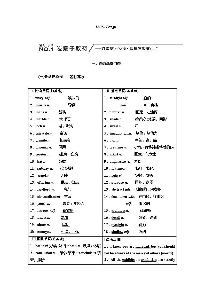 2020版高考英语新创新一轮复习北师大版讲义：必修2Unit6Design第1页
