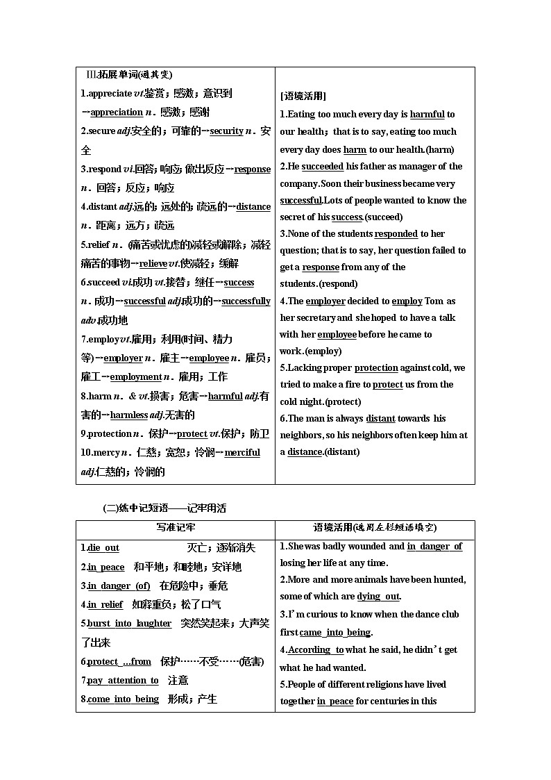 2020版高考英语新创新一轮复习人教全国版讲义：必修2Unit4Wildlifeprotection第2页