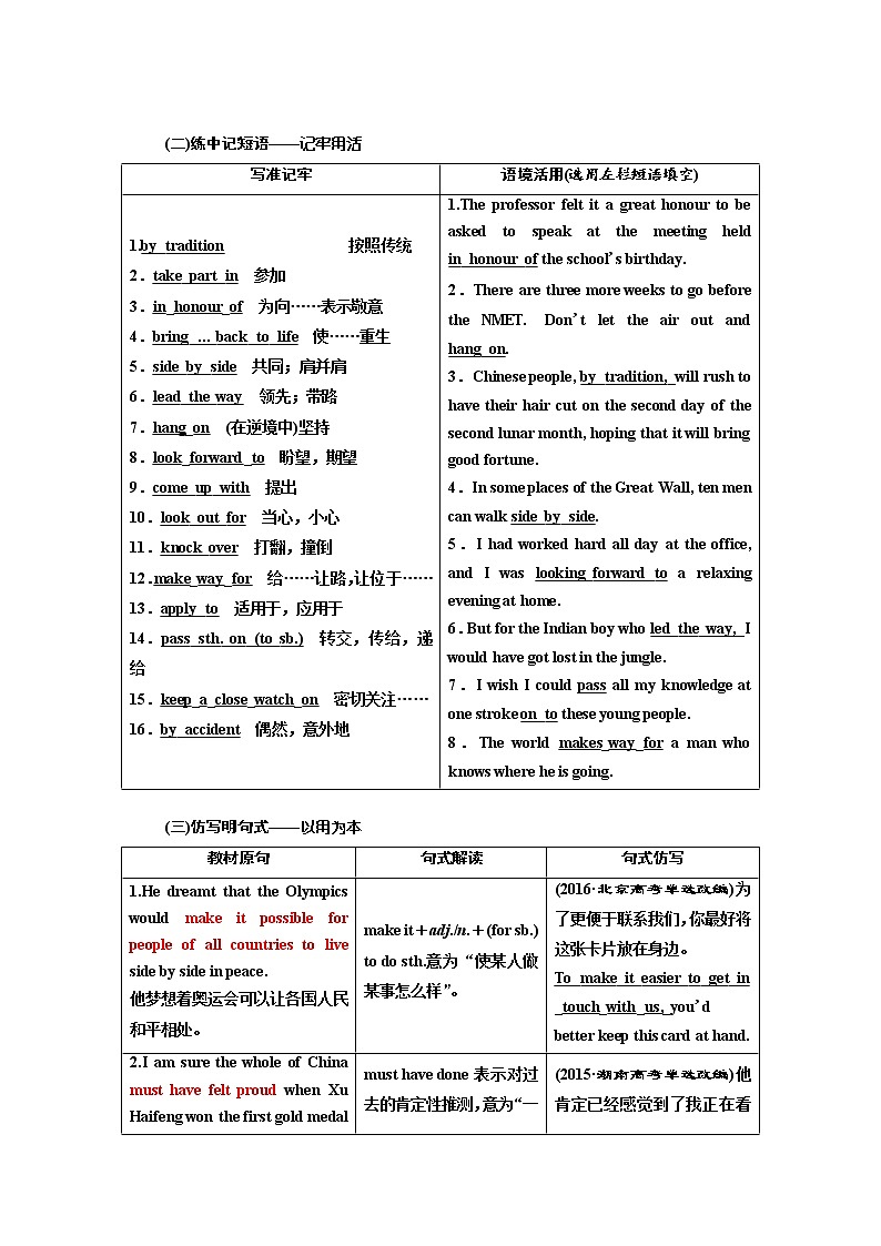 2020版高考英语新创新一轮复习译林版讲义：必修4Unit2Sportsevents03