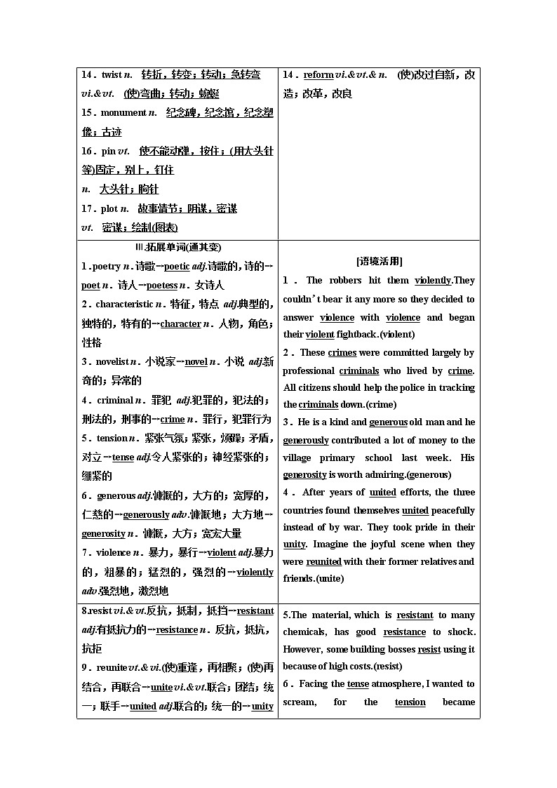2020版高考新创新一轮复习英语译林版学案：选修8Unit1Thewrittenword02