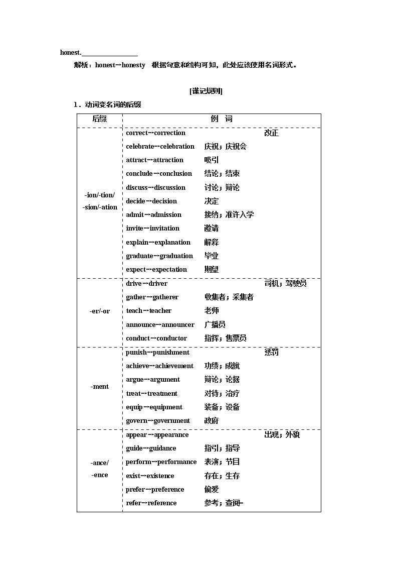2020版高考新创新一轮复习英语译林版学案：语法第一部分第四讲词性转换（构词法）02