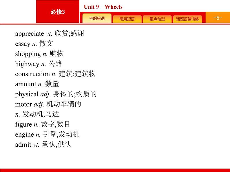 2020版高考英语北师大版一轮课件：必修3 预习案 Unit 9　Wheels第5页