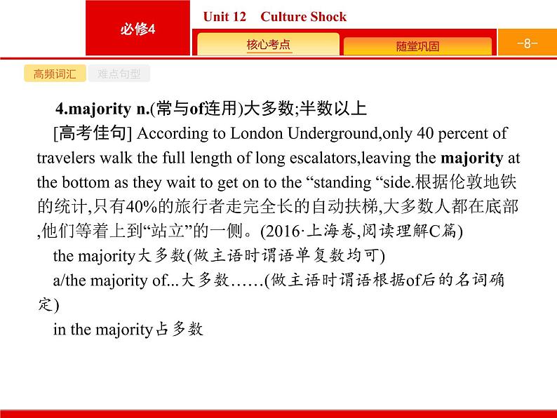 2021年高考英语北师大版一轮课件：必修4 Unit 12　Culture Shock08