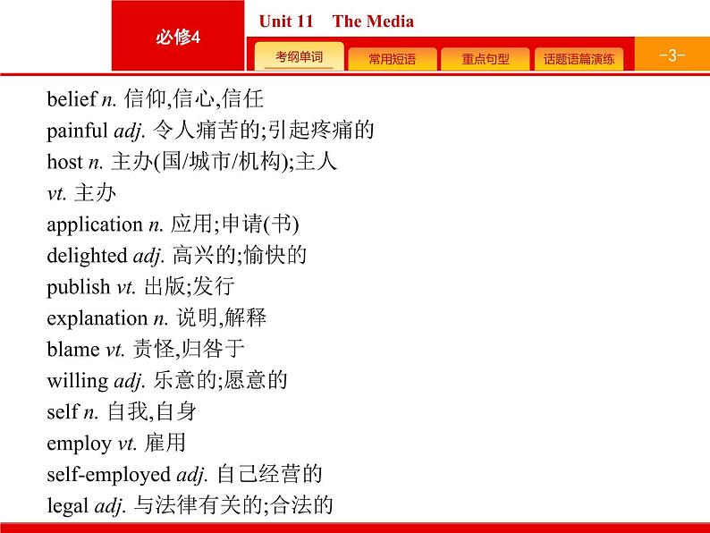 2020版高考英语北师大版一轮课件：必修4 预习案 Unit 11　The Media第3页