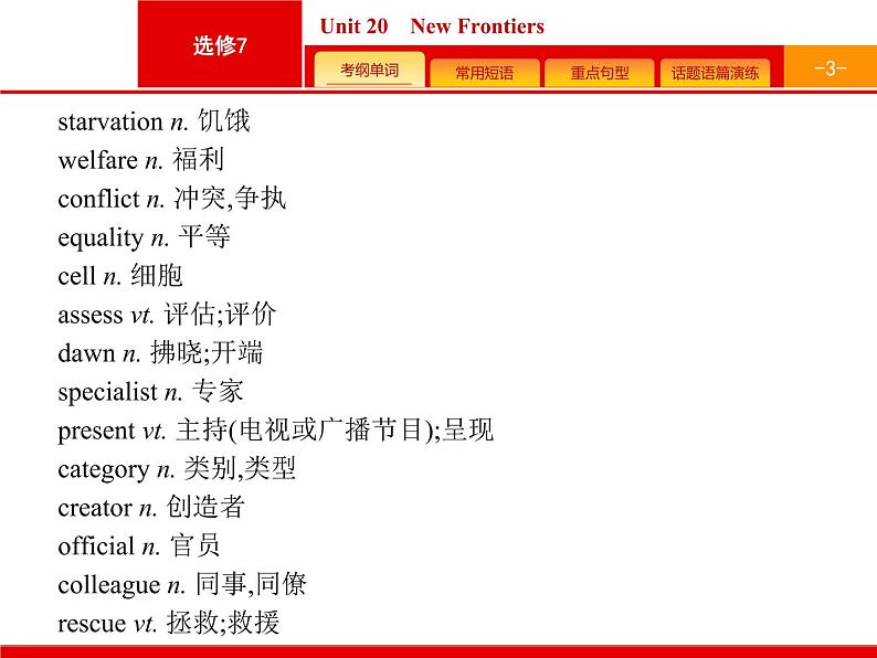 2020版高考英语北师大版一轮课件：选修7 预习案 Unit 20　New Frontiers第3页