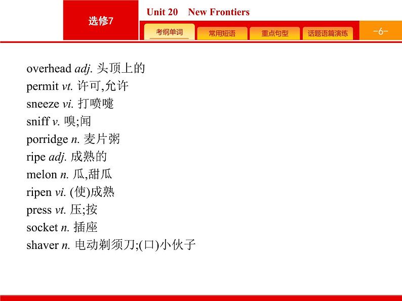 2020版高考英语北师大版一轮课件：选修7 预习案 Unit 20　New Frontiers第6页