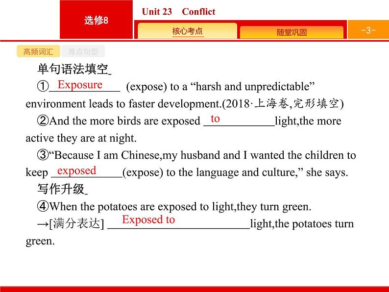 2020版高考英语北师大版一轮课件：选修8 Unit 23　Conflict第3页