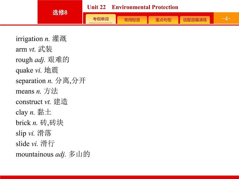 2021年高考英语北师大版一轮课件：选修8 预习案 Unit 22　Environmental Protection04