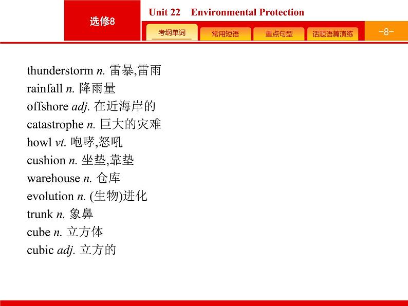 2021年高考英语北师大版一轮课件：选修8 预习案 Unit 22　Environmental Protection08