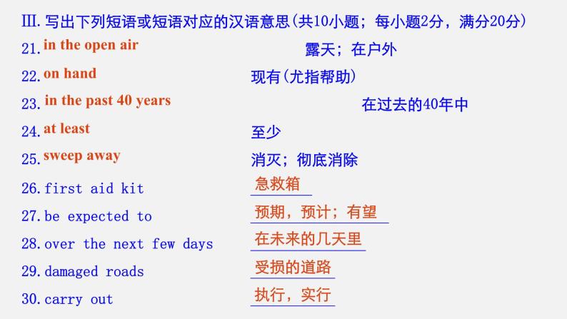 Unit 4 Natural Disasters Period Four　Listening and Talking，Reading for Writing，Assessing Your Progress & Video Time精品课件08