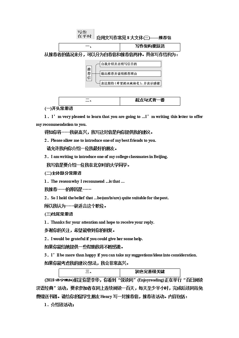 2019版二轮复习英语练酷版练习：专题六 应用文写作常见8大文体（三）(含解析)01