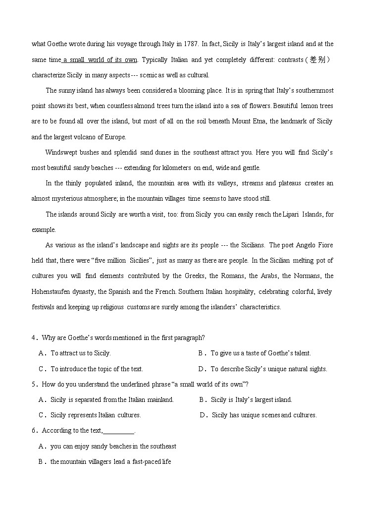 甘肃省会宁县第一中学2021届高三上学期第四次月考 英语(含答案) 试卷03