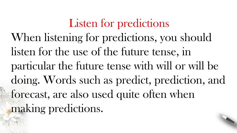 Unit 2 Looking into the future Review2.2 Listening and Speaking-Using language 1 课件04