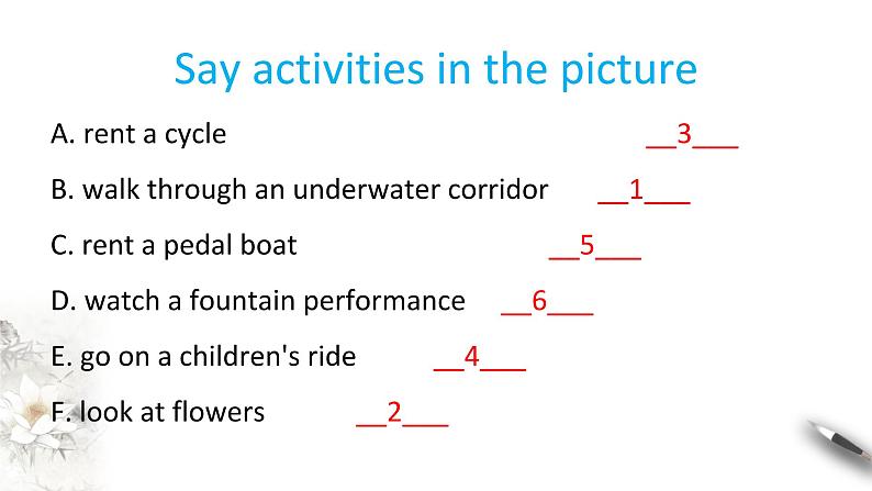 Unit 3 Fascinating parks Review 3.2 Listening and Speaking-Using language 1 课件04