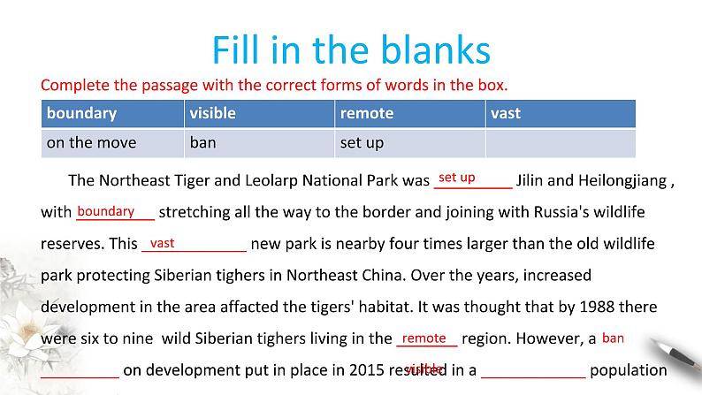 Unit 3 Fascinating parks Review 3.3 Learning about language 课件06