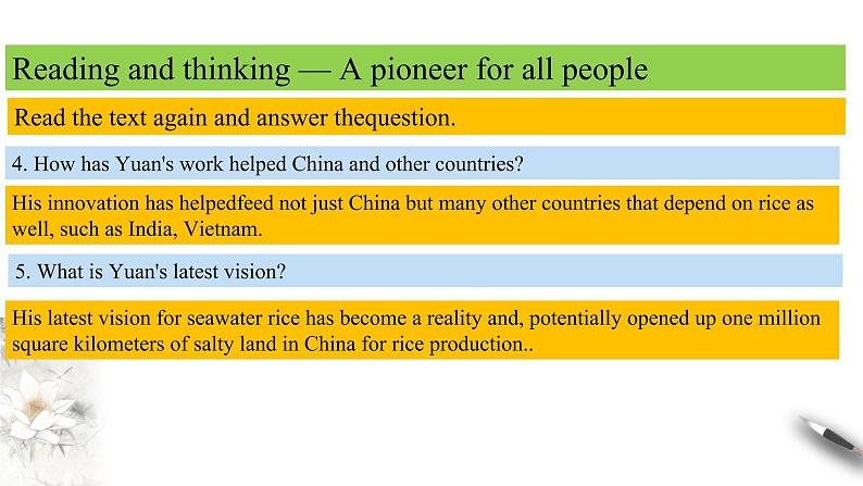 Unit 5 Working the land Review5.1 Reading and thinking 课件08